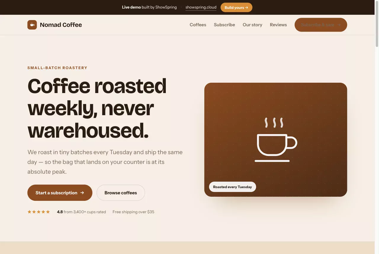 Nomad Coffee - live demo preview
